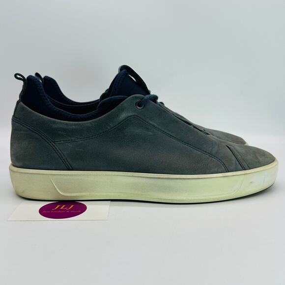 ECCO Men's Soft 8 Marine Blue Nubuck Collared Casual Sneakers Size 44 EU/ 10 US